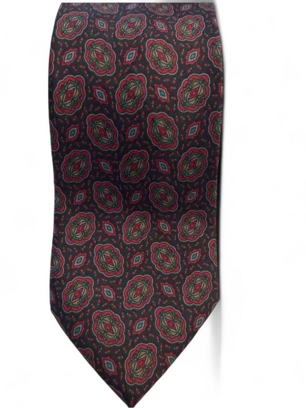 Vintage Lanvin Men's Black Patterned Silk Tie - Classic Medallion Design